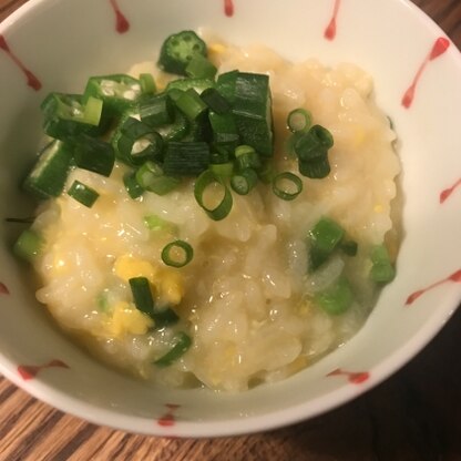 珍しく風邪をひいた主人のために作りました。好物のオクラも入れたら完食してました。美味しかったです^_^